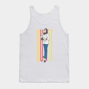 Outfit Girl White And Blue Tank Top